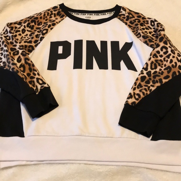 PINK Victoria's Secret Tops - Pink Victoria’s Secret Leopard Sweatshirt Size L